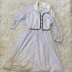 NY collection white lace patterned dress